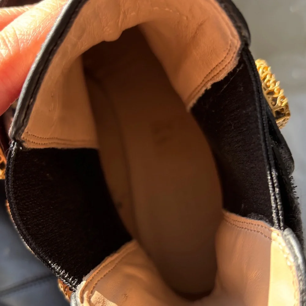 Gucci Black Ankle Boots with Gold Embellishments - Picture 3 of 7